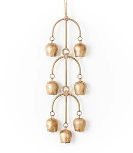 Mystic Garden Iron Wind Chime Featuring Curved Metal Bells Designed for Deep <b>Resonant</b> Notes Peaceful Outdoor Ambience Easter Art - Product Image 4