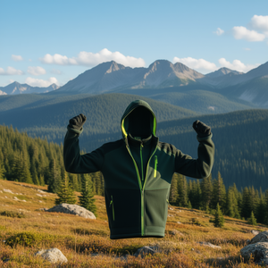 Promotional TERRAX Knitted Fleece <b>Jacket</b> in Dark <b>Green</b>/Black/<b>Lime</b> with Hood for Outdoor Activities - Product Image 3