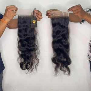 Rizado 5x5 6x6 13x6 Virgen Cutícula alineada crudo indio Temple cabello humano Hd transparente Cierre de encaje completo Frontal - Product Image 1