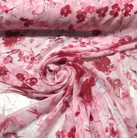 Tissu en mousseline de soie imprimé floral rose recyclé belle plage pour les femmes doublure tricotée extensible pour maillots de bain style uni