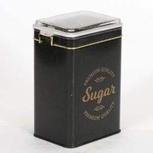 Boîte en métal rectangulaire noire sucre 75x100x150mm avec fermoir en fil 1L et couvercle transparent - Product Image 2
