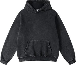 Brown 500 Gsm Acid Cropped Print Hoodies Custom Distressed Street Pullover Blank Men's Streetwear Vintage Washed Hoodie - Product Image 1