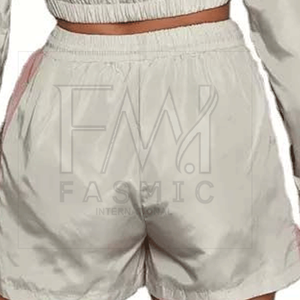 ชุดเซ็ตเสื้อแจ็คเก็ตกันลมผู้หญิงขายดีสำหรับฤดูหนาว สไตล์ลำลอง สีพื้น แต่งเชือกผูกเอว แบบสองชิ้น ผ้าซีทรูฟอกสี ซิปปรับแต่งได้ ผ้า 100% - Product Image 6