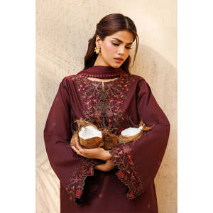 Ensemble IZNIK-3PC style bohème : chemise en mousseline brodée, dupatta imprimé en soie et pantalon pour le printemps/été BIC-057 - Product Image 5