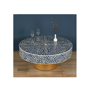 Cafe Essential Tables basses rondes de luxe en incrustation d'os vintage disponibles au meilleur prix auprès d'un fabricant indien - Product Image 1