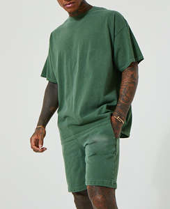 2024, venta al por mayor, chándal de 2 piezas informal Vintage lavado con ácido para hombre, traje de tela de rizo de verano, camiseta de manga corta, conjuntos de pantalones cortos - Product Image 4