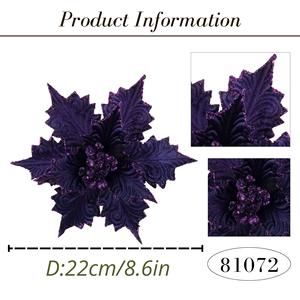 <strong>Purple</strong> Glitter Poinsettia Artificial <strong>Christmas</strong> Flower for Xmas Tree <strong>Decorations</strong> and Crafts Quality Crafted by artisans - Product Image 2
