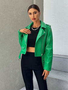 Precio barato FactoryNnew llegada chaqueta de cuero de las mujeres personalizado a granel cantidad genuina PU chaqueta de cuero para las mujeres - Product Image 5
