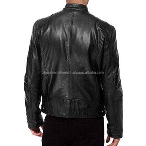 Chaqueta de motorista de cuero genuino para hombre, clásica, cómoda, personalizada, caliente, negro, marrón, fabricación profesional, calle principal de invierno - Product Image 4