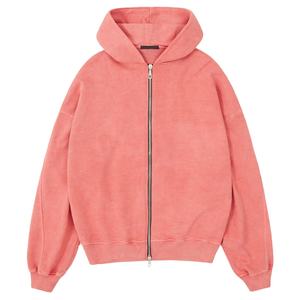 Logo personnalisé Premium 500gsm lourd broderie poche kangourou fermeture éclair coupe surdimensionnée pull hommes sweats à capuche - Product Image 1