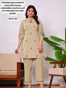 Conjunto de Dos Piezas de Algodón Natural Premium con Bordado Intenso, con Dos Bolsillos, para Mujer, Informal, para Fiestas, de Secado Rápido, para Todas las Temporadas - Product Image 3