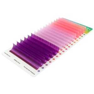 Pestañas de colores surtidos personalizadas al por mayor, pestañas de visón sintético, efecto terciopelo, seda, bandejas de pestañas llamativas, suministros de extensión de pestañas de colores, venta al por mayor - Product Image 2