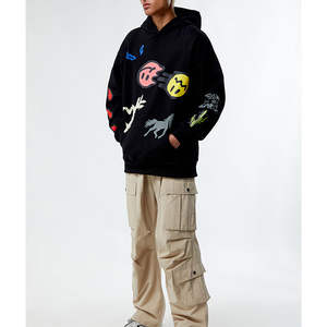 Sudadera con Capucha de Primera Calidad para Hombre, Estilo Desgastado, 100% Algodón, con Hilo de Pedrería, Estilo Urbano, Invierno - Product Image 4