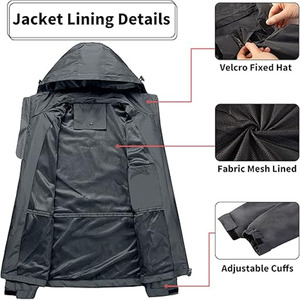 Chaqueta de lluvia Unisex de alta calidad impermeable de concha dura con cremallera diseño personalizado para hombres para otoño tela transpirable a prueba de viento al por mayor - Product Image 5