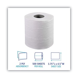 Papier toilette jetable jumbo 2 plis Boardwalk, compatible avec les fosses septiques, 156,25 pieds. Longueur du rouleau Blanc-96/Carton - Product Image 3