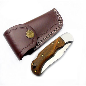 Wholesale Customized Bulk Orders OEM ODM <b>Service</b> Carbon Steel Folding Knife Hand-<b>Forged</b> Tactical Pocket Knife Leather Sheath - Product Image 5