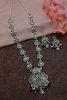 DERNIER DESIGNER À LA MODE ABD TRADITIONNEL OXYDSIDE ARGENT NOIR MENTAL BIJOUX LONG PENDENTIF COLLIER ENSEMBLE POUR FEMMES ET FILLES