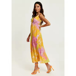 Vestido Midi Cruzado de Manga Corta Personalizado a Precio Competitivo para Mujeres y Niñas, Estilo Floral para Fiesta, Precio Razonable, de la India - Product Image 3