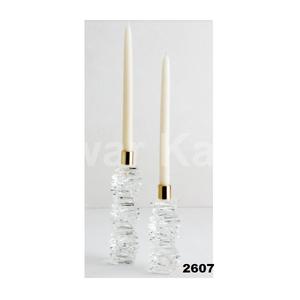 เชิงเทียนโลหะสีทอง & แก้วใสสำหรับตกแต่งบ้านงานแต่งงานงานปาร์ตี้และงานเทศกาล2ชิ้น - Product Image 1