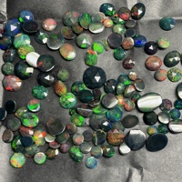 Tranches d'Opale Éthiopienne Noire Naturelle Facettées 6mm 10mm 14mm, Pierre Précieuse Libre Certifiée IGI, Effet de Couleur AAA, Faite à la Main en Inde