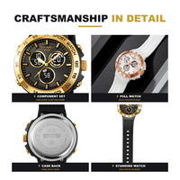 Montre-bracelet numérique de luxe pour homme 3Times SKMEI 2106 avec affichage LED, chronomètre, alarme, bracelet en silicone lumineux, résistance à l'eau 50m