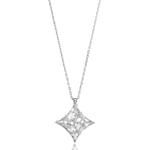 Colgante con diseño geométrico y piedra tallada en baguette, hecho a mano en Turquía, chapado en oro, joyería de plata de ley 925 - Product Image 3