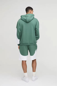 Ensemble short à capuche design personnalisé pour hommes Boxy Fit Heavyweight Drop Shoulder Hoodies Casual Tracksuit Fournisseur OEM Hoodies Set - Product Image 5