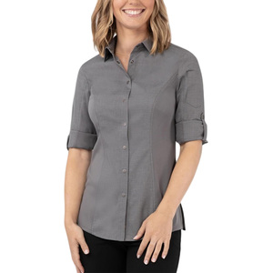 Camisa de Trabajo para Mujer, Estilo Oficina, con Opciones Personalizadas, Manga Larga, Cierre de Botones, con Impresión de Logotipo, para Uniformes de Personal - Product Image 4