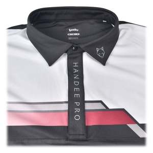 Veste de golf Handee à manches longues rayée noir et blanc avec poignets roses - Product Image 4