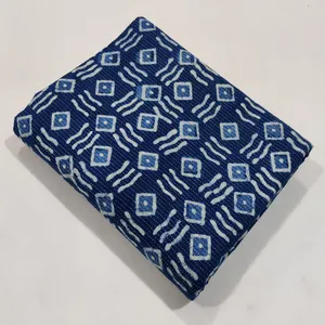 Синяя хлопковая ткань цвета индиго с принтом Kantha для одежды