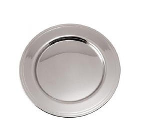 Placa de cargador de forma redonda pulida con espejo de acero inoxidable de diseño clásico para decoración de bodas - Product Image 1