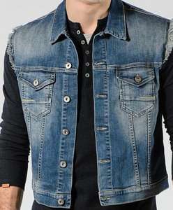 Gilet en denim pour hommes modernes décontracté Vintage élégant Denim gilet une garde-robe essentielle en détresse Style cool sans effort - Product Image 1