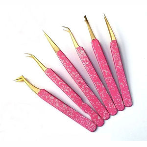 Pince à cils en acier inoxydable fabriquée à la main de qualité supérieure Pointe lisse Anti-magnétique Poignée confortable Outils de 10mm pour la beauté - Product Image 1