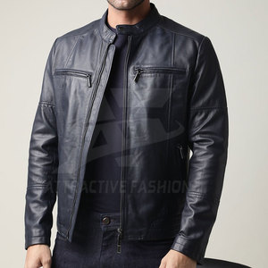 Chaqueta de cuero moderna y elegante de corte ajustado para cada ocasión, chaqueta clásica de cuero para hombre para el invierno. - Product Image 4