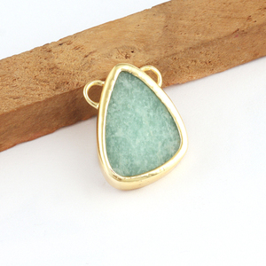 Connecteur pendentif amazonite naturelle fournisseur en gros en vrac connecteur de pierres précieuses à deux bélières forme fantaisie connecteur pendentif à breloque bricolage - Product Image 1