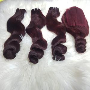 100% véritables extensions de cheveux humains brut donneur unique bourgogne pour Ombre châtaigne brun Super Double dessiné épais plein grand grec Curl - Product Image 5