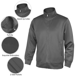 Vêtements d'entraînement de gymnastique personnalisés les plus vendus ensemble de survêtement à fermeture éclair complète avec col montant et poches passepoilées à fond flexible vêtements d'automne - Product Image 3