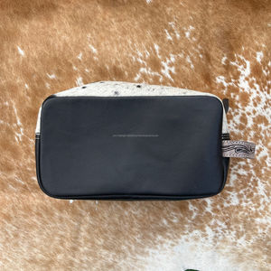 Neceser de cuero de vaca hecho a mano y con herramientas, neceser de viaje para mujer, neceser de cuero genuino, organizador de maquillaje único de estilo occidental - Product Image 5