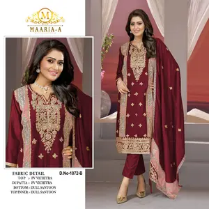 Women Latest Designer Chinon Silk Thread Embroidery Work indian plazzo suits Pakistani Salwar Kameez From Indian Supplier