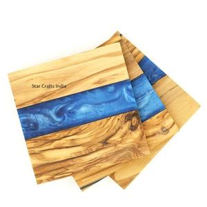 Sous-verres à thé faits à la main en résine et bois de qualité supérieure ensemble de 4 pièces accessoires de cuisine vente chaude sous-verres tampons - Product Image 2