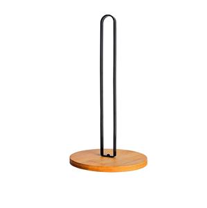 Wood <b>Paper</b> Towel <b>Holder</b>, Black <b>Paper</b> Towel <b>Holder</b> Countertop, Kitchen Towel <b>Holder</b> Free-<b>Standing</b> with Non-Slip Wooden Base - Product Image 1