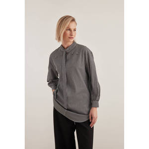 Blusa con Cuello Bordado con Estampado de Leopardo para Mujer, Ropa de Oficina - Product Image 1