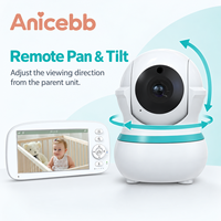 Anicebb Pan Tilt Video Bebek Monitörü 5 İnç LCD 1280x720 Kamera Uzaktan Görünüm Ayarı Çift Yönlü Ses FHSS Kreş için
