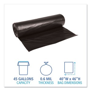 Boardwalk BWKN4046H Noir jetable 40 pouces X 46 In. 45 gallons. Sacs poubelles en LLDPE à fond étoilé, durables et épais - Product Image 4