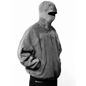 2025 haute qualité sans ficelle respirant pierre lavé à l'acide sweats à capuche hommes fermeture éclair complète nous Boxy 500 GSM concepteur haut garçons sweats à capuche de base - Product Image 3
