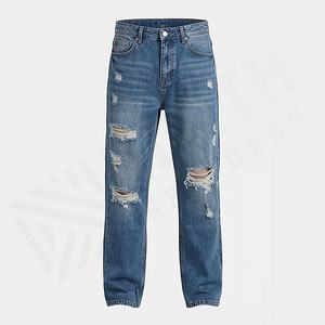 Jean en denim uni d'hiver de couleur personnalisée élégant, streetwear, coupe décontractée, droit, respirant, pantalon pour homme de qualité supérieure - Product Image 1
