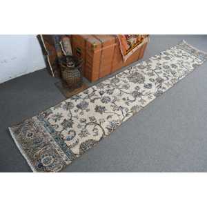 Alfombra Turca Vintage de 1.9x10.1 pies (58x309 cm), Alfombra Azul de Lana Marroquí - Product Image 2