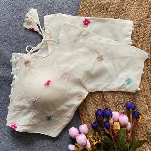 Belle Partywear Pur Khadi Coton Avec Broderie Blouse Fabricant Et Fournisseur De Surat Au Taux Le Plus Bas - Product Image 3