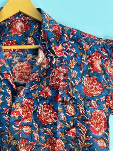 Handmade Summer Casual Cotton <b>Men's</b> Floral Printed <b>Shirt</b> <b>for</b> <b>Beach</b> Wear Breathable Short-Sleeved Vacation <b>Shirt</b> - Product Image 3