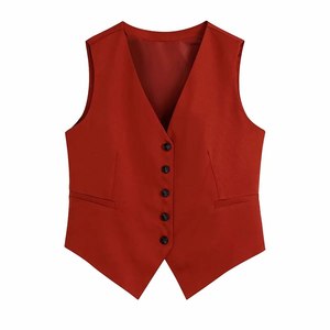 Automne hiver femmes formel imperméable toile veste mince gilet court avec plumes et bouton élégant vêtements d'extérieur à la mode - Product Image 2